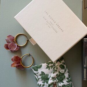 Sezane Flora Gold Hoop Earrings, Color Blush